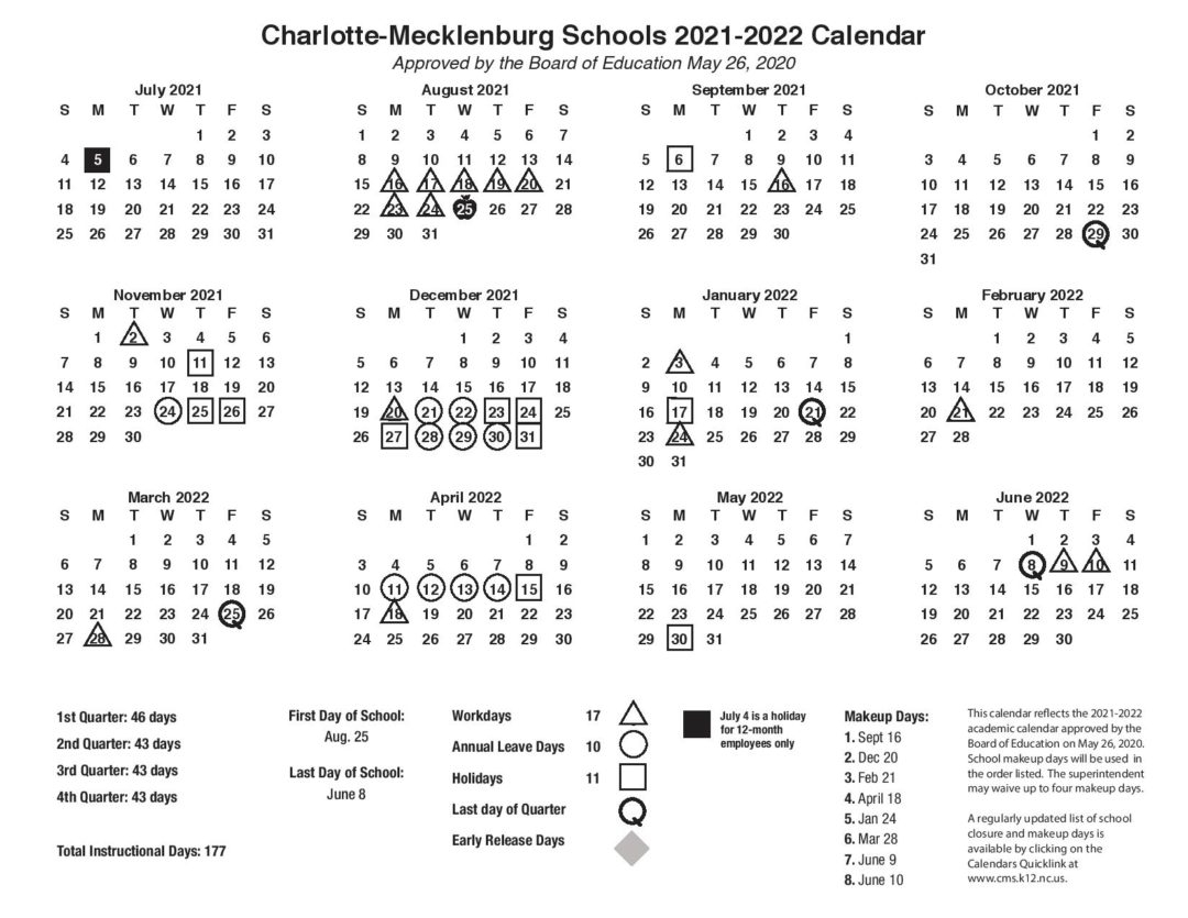 Cms School Calendar 2021-2022 - Charlotte-Mecklenburg Schools