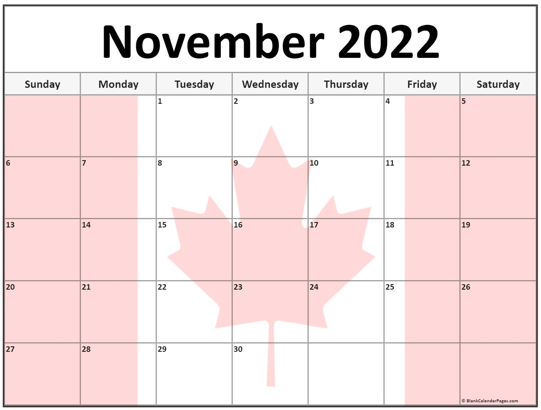 Collection Of November 2022 Photo Calendars With Image