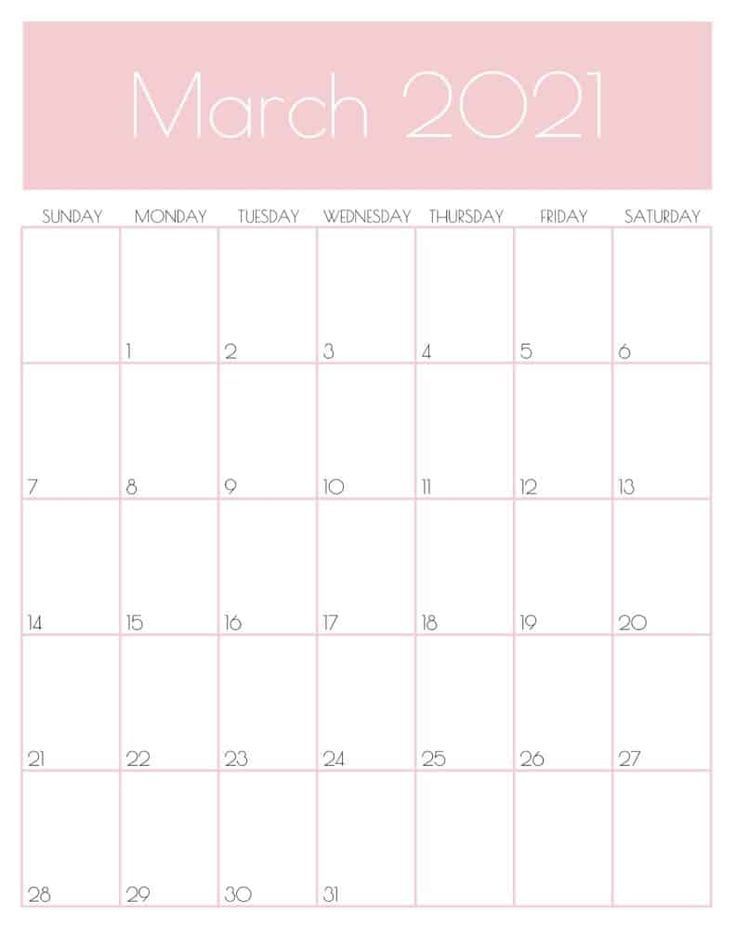 Cute (&amp; Free!) Printable March 2022 Calendar