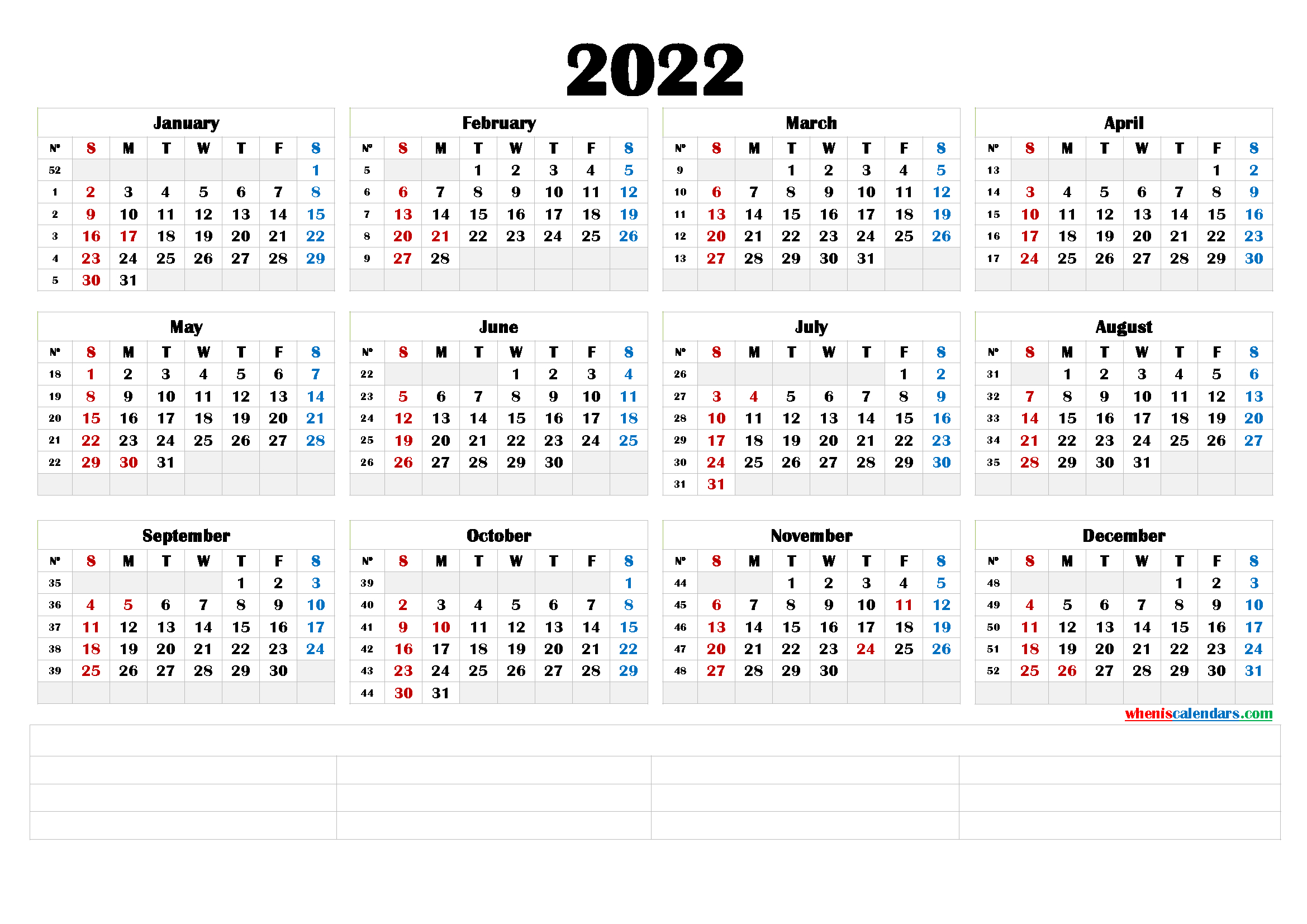 Cute Printable Calendar 2022 - Calendraex