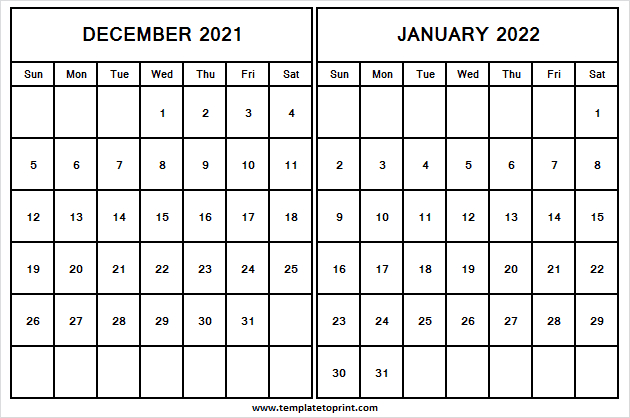 December 2021 January 2022 Calendar Editable | Calendar