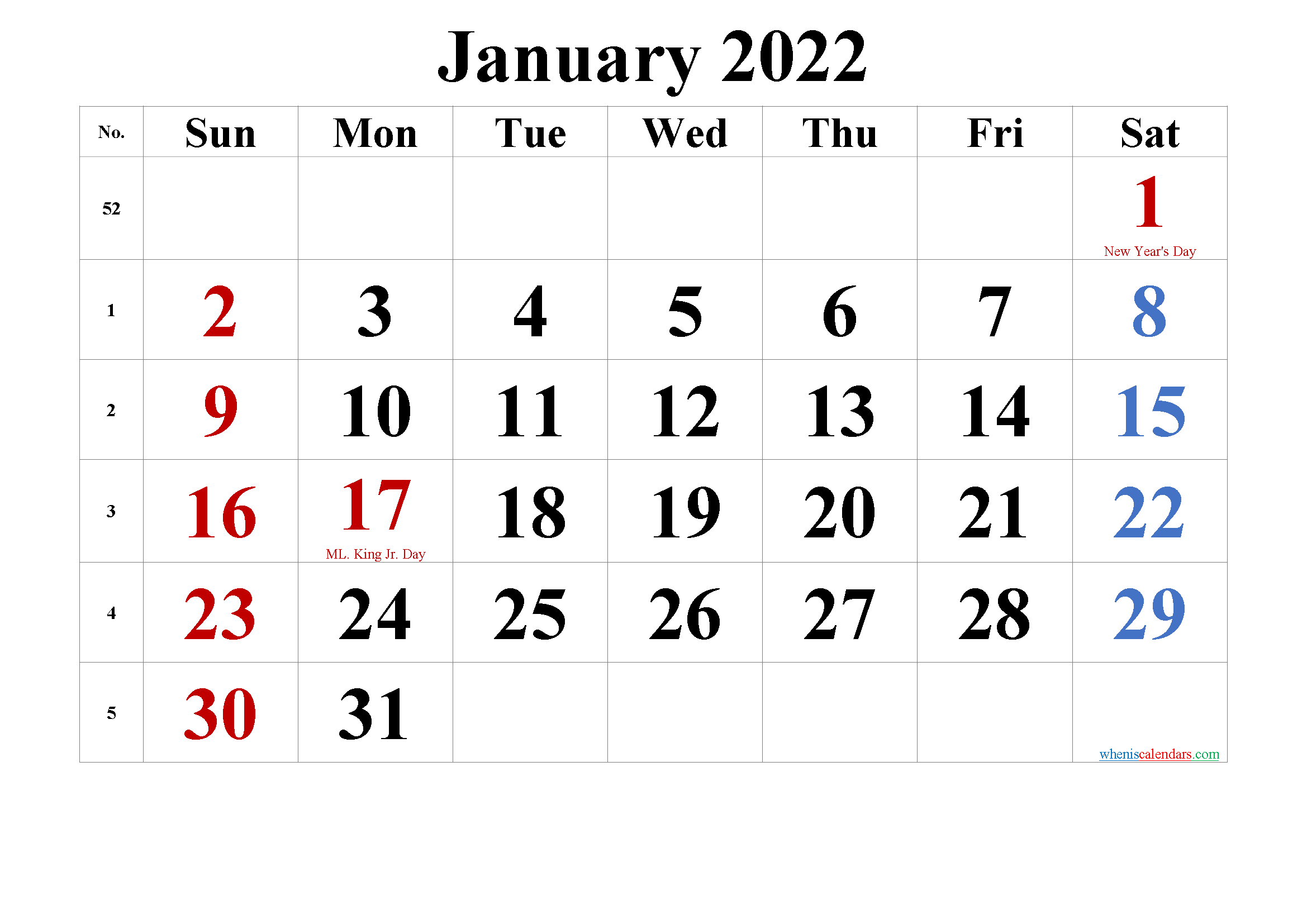 December 2021 January 2022 Calendar Free | Printable