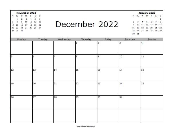 December 2022 Calendar | Free Printable