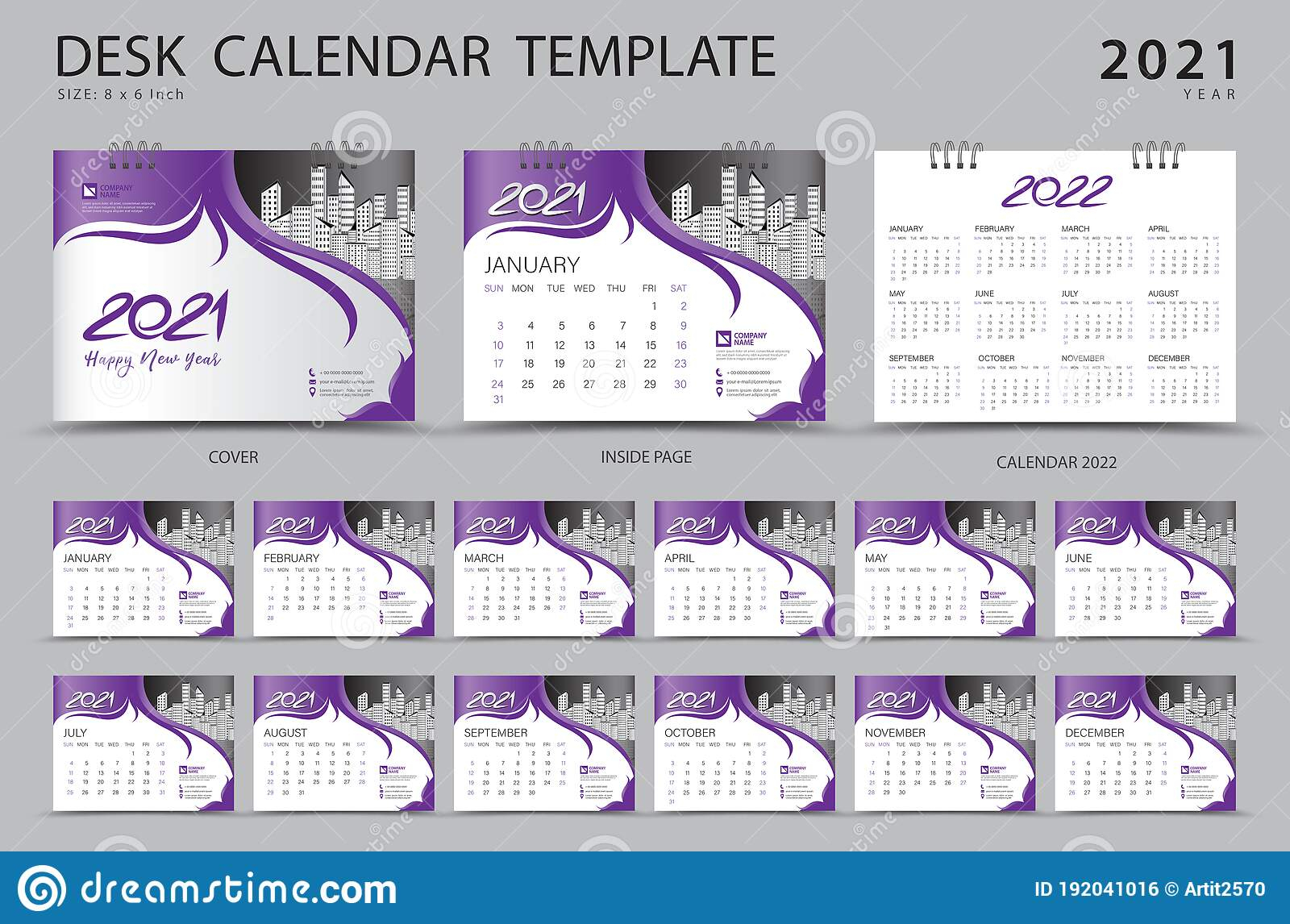 Desk Calendar 2021 Set Template With Calendar 2022 Design