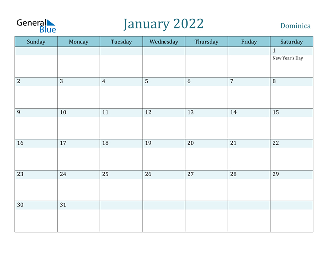 Jan 2022 Holiday Calendar