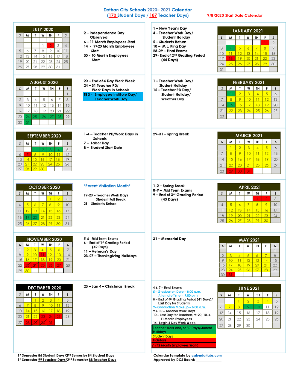 Dothan City Schools Calendar 2021 2022 | Calendar 2021