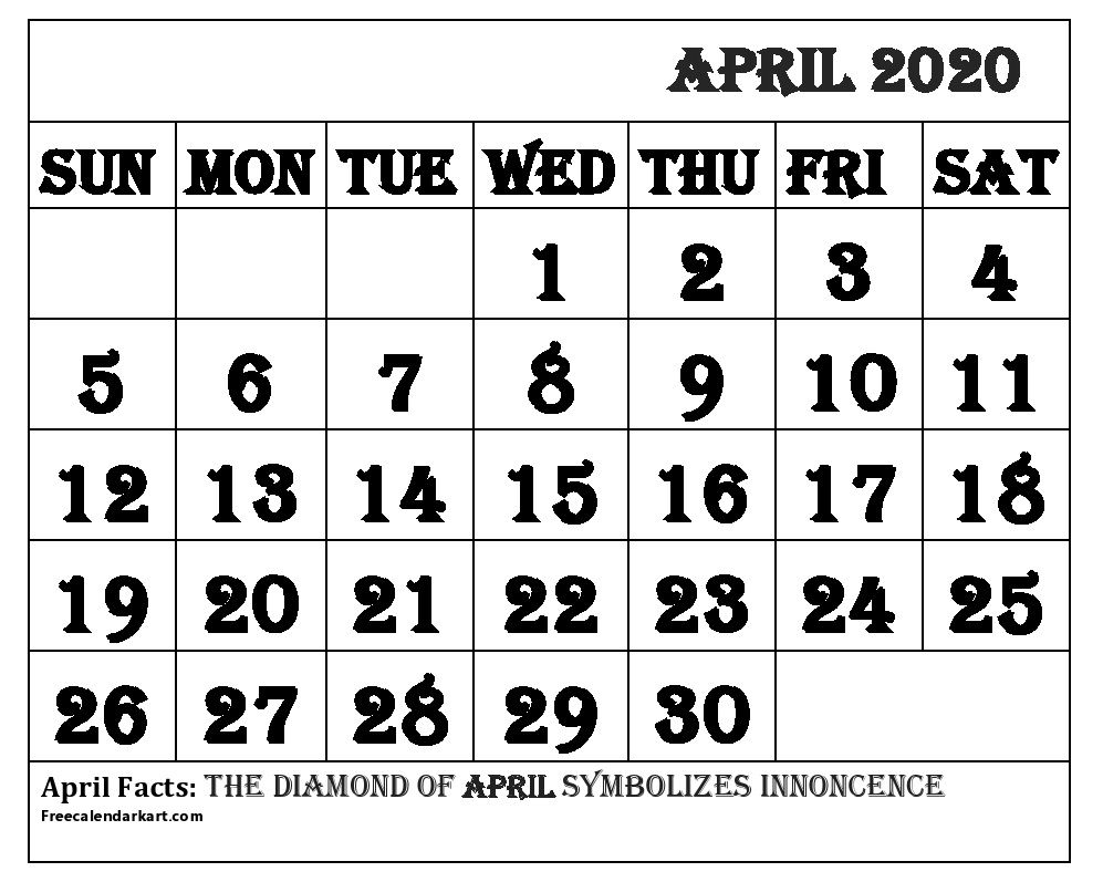 Download One Of The Best April 2020 Blank Calendar. Free