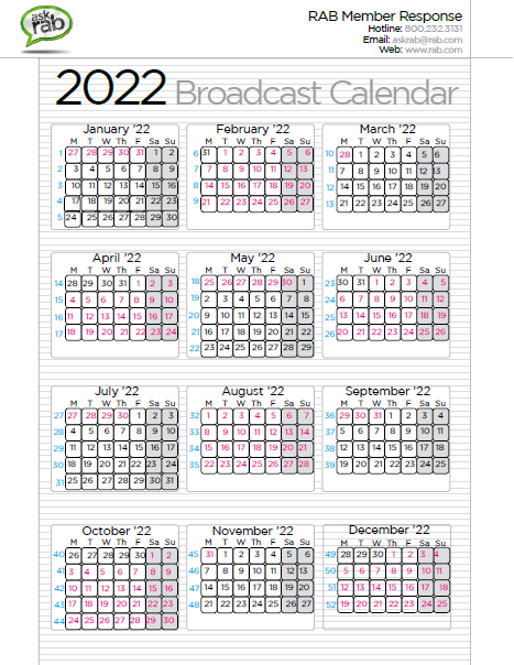 Downloadable Broadcast Calendar 2021 | Printable March