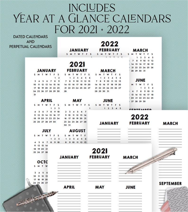 Editable Printable 2021 2022 Calendar Year At A Glance