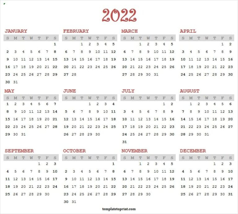 Editable Printable Calendar 2022 | 2022 January To