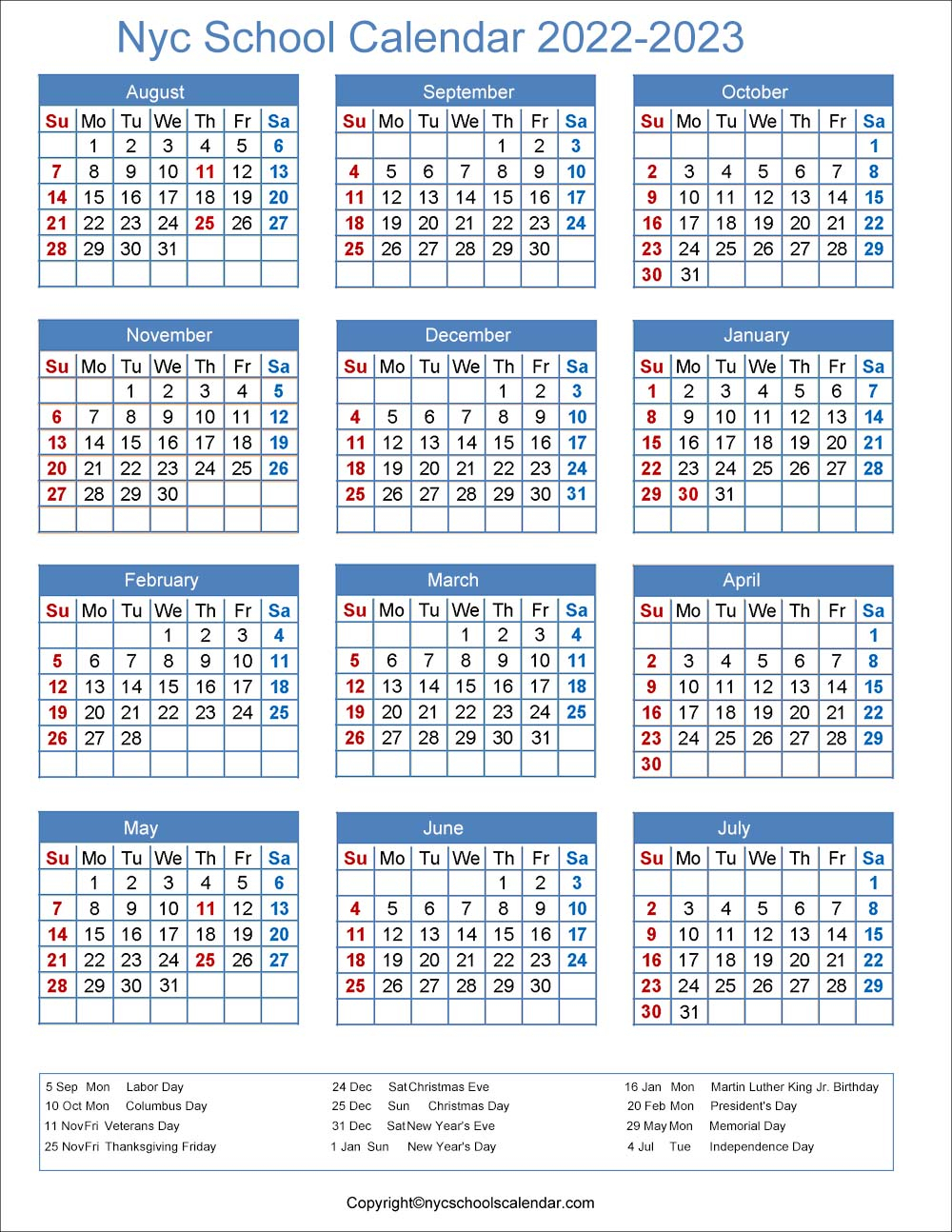 Ardsley School Calendar 2022