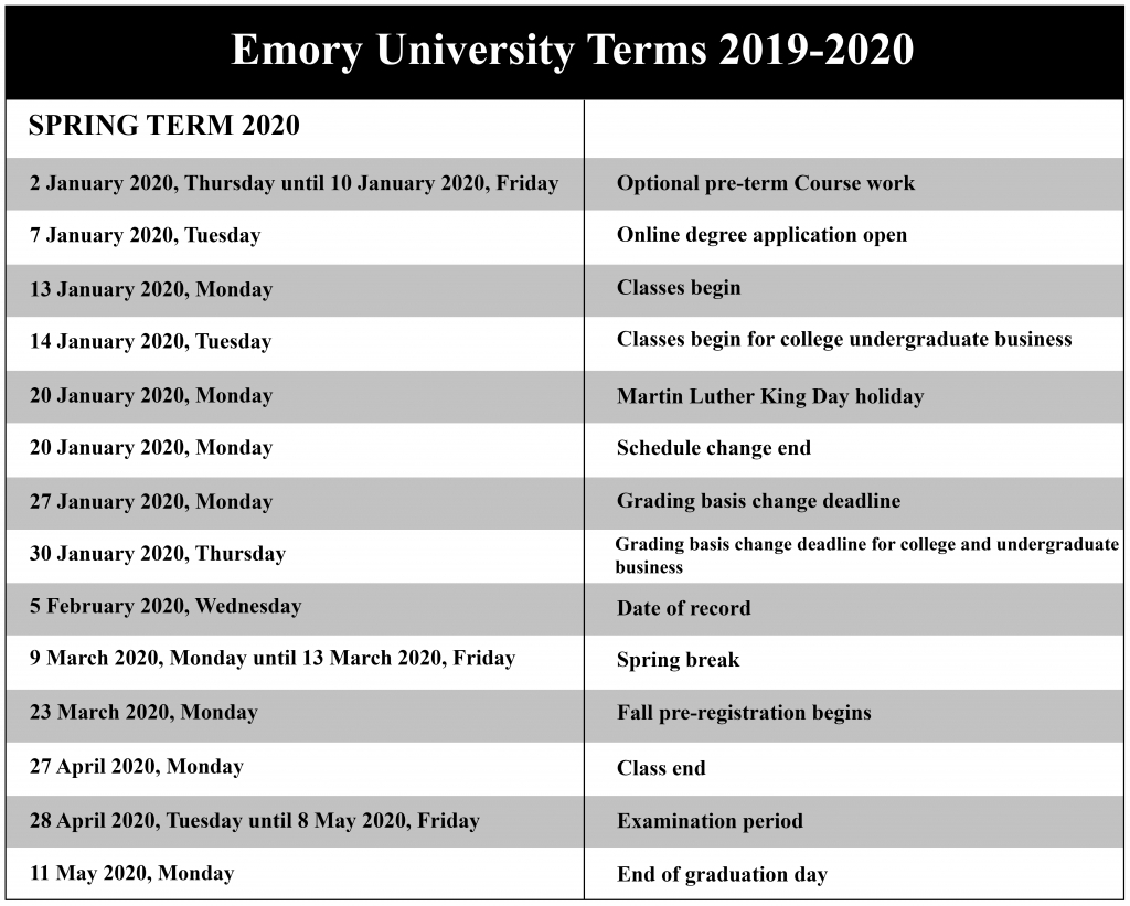Emory University Calendar 2021 | 2022 Calendar