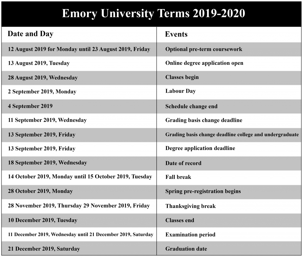 Emory University Calendar Archives - Us School Calendar