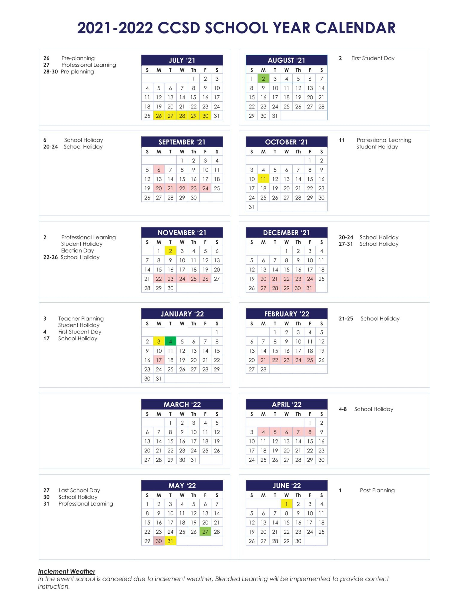 😊Cherokee County School District Calendar 2021-2022😊