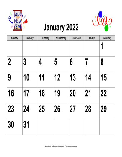Free 2022 Large-Number Holiday Graphics Calendar, Landscape