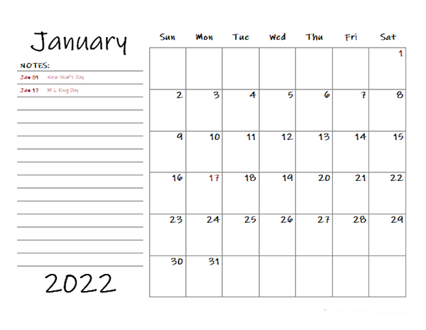 Free 2022 Monthly Calendar Templates - Calendarlabs