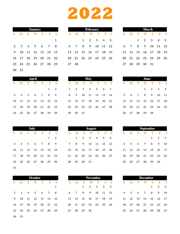 Free Printable Calendar 2022 Template In Pdf