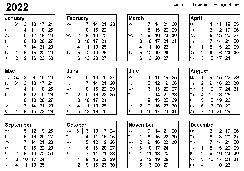 Free Printable Calendars And Planners 2022, 2023 And 2024