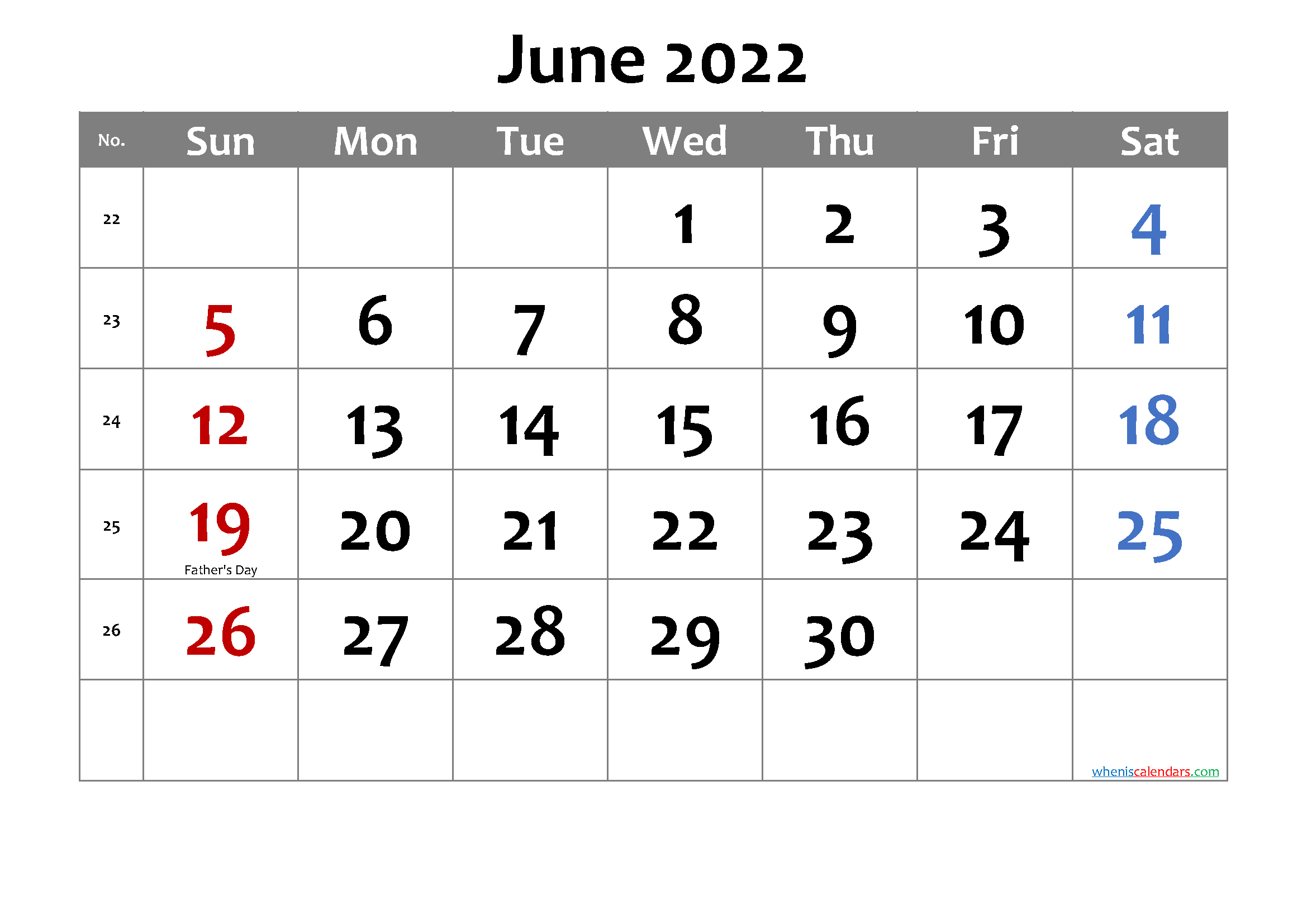 Free Printable June 2021 Calendar With Holidays