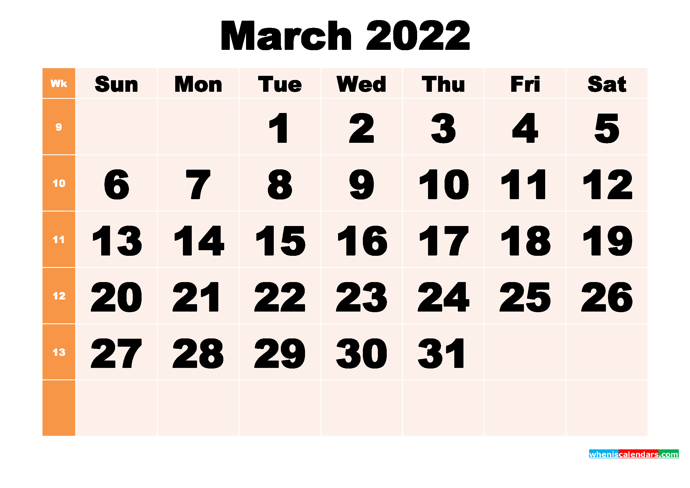 Free Printable March 2022 Calendar Template Word, Pdf