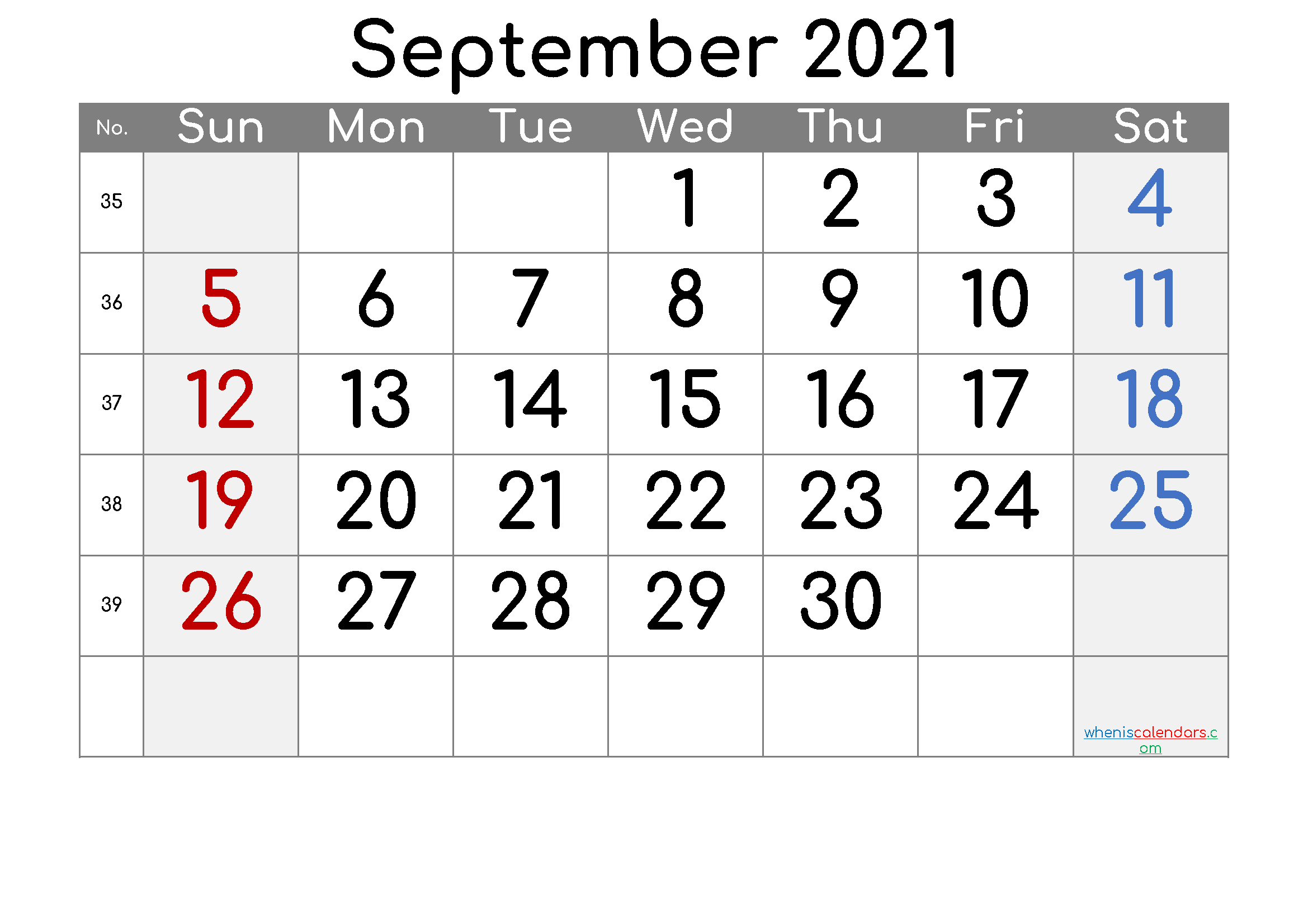 Free Printable September 2021 Calendar (Premium)