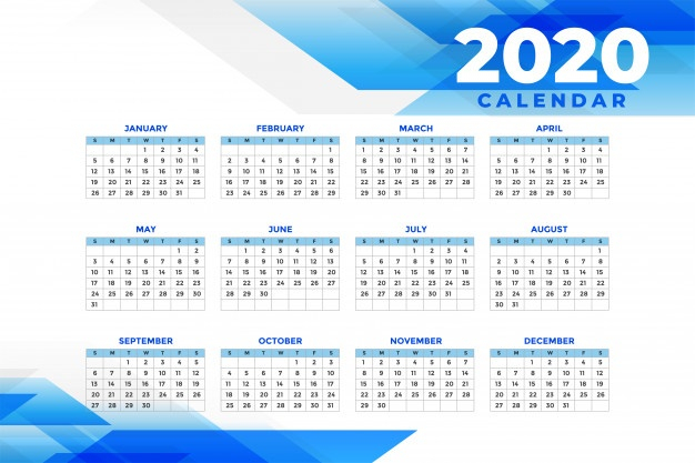 Free Vector | Abstract Blue 2020 Calendar Template