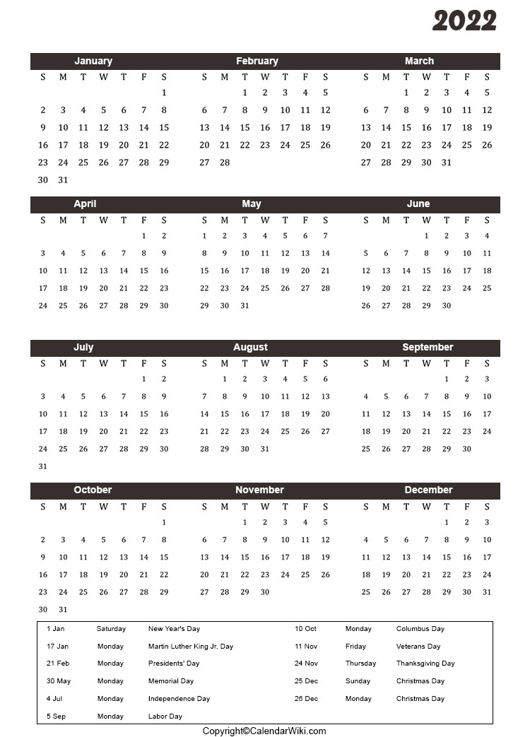 Holidays 2022 - Calendarwiki