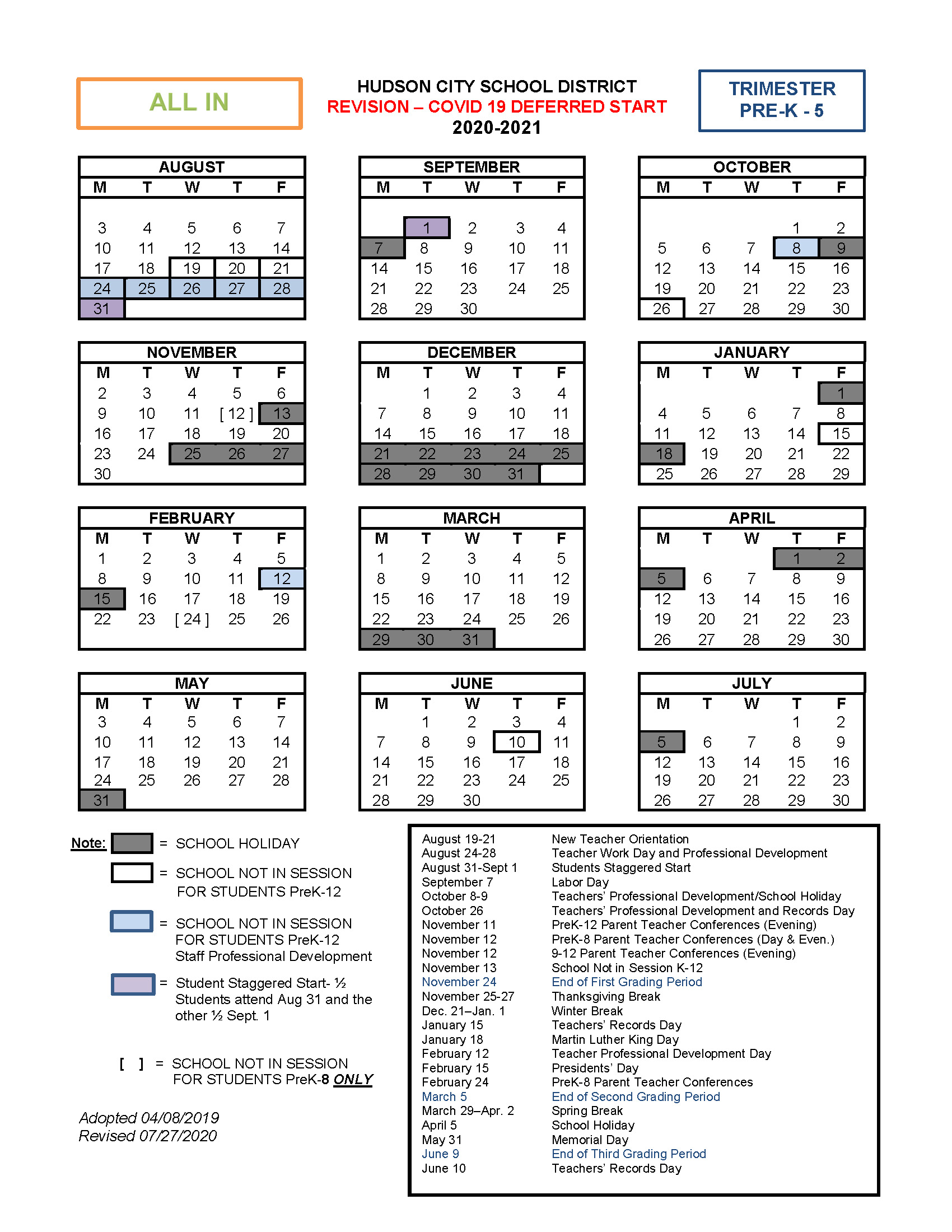 Hudson Area Schools 2021 2022 Calendar | Printable March