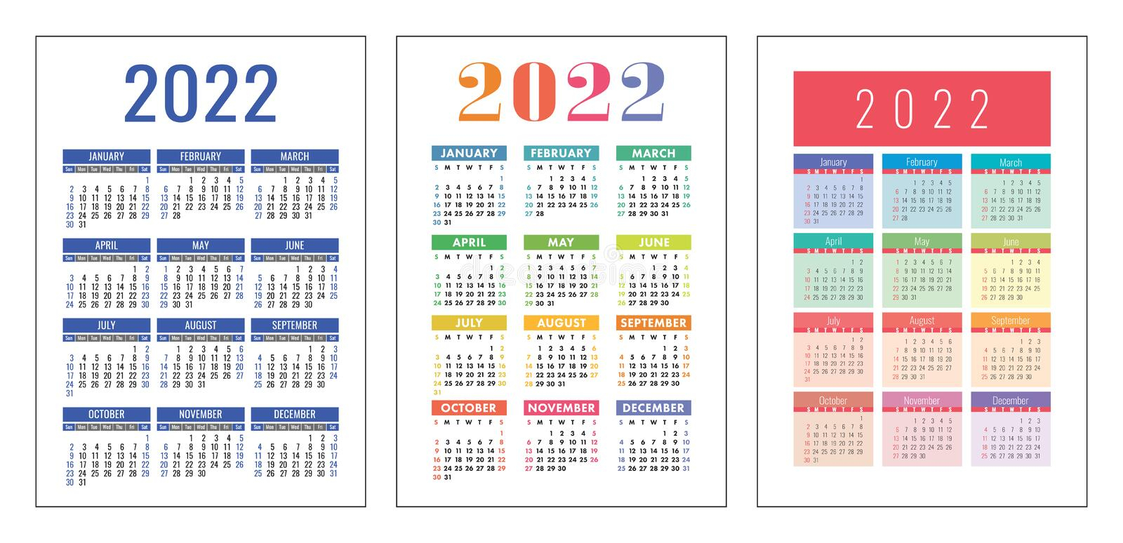 January 2022 Calendar. Blue Color Planner Design. English