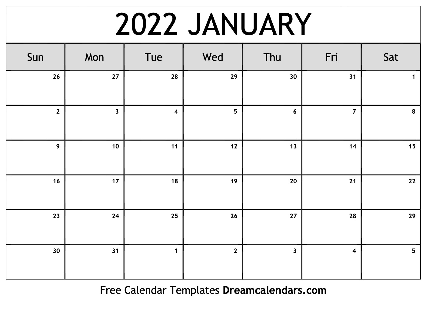 January 2022 Calendar | Free Blank Printable Templates