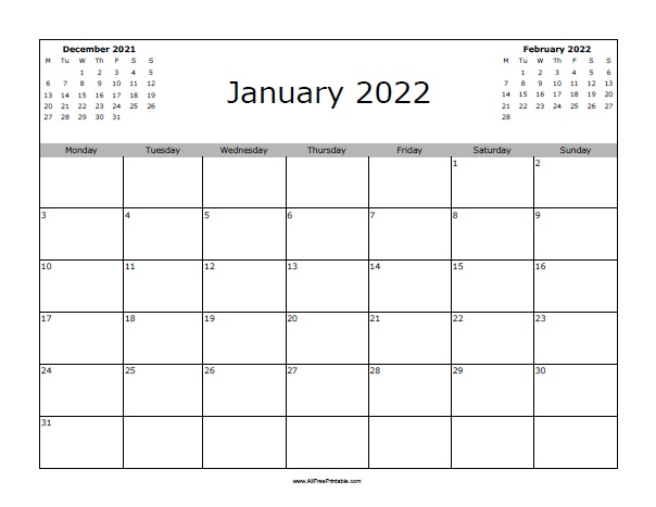 January 2022 Calendar | Free Printable