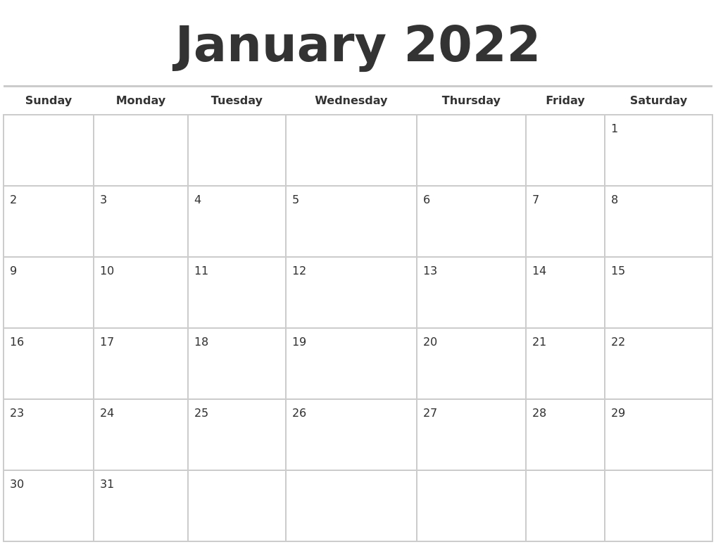 January 2022 Calendar Panchang