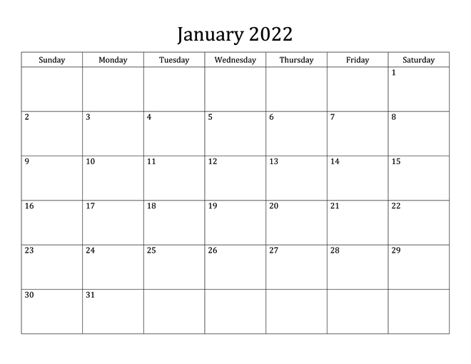 January Calendar 2022 With Notes » Mydailycalendars