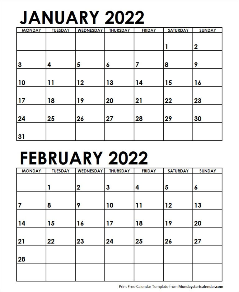 January February 2022 Printable Calendar - 2023 Printable