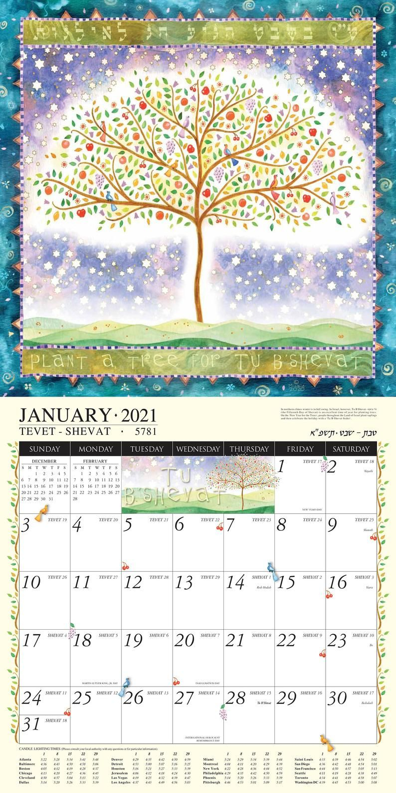 Jewish Art Calendar 2022, Mickie Caspi, 16 Month Wall