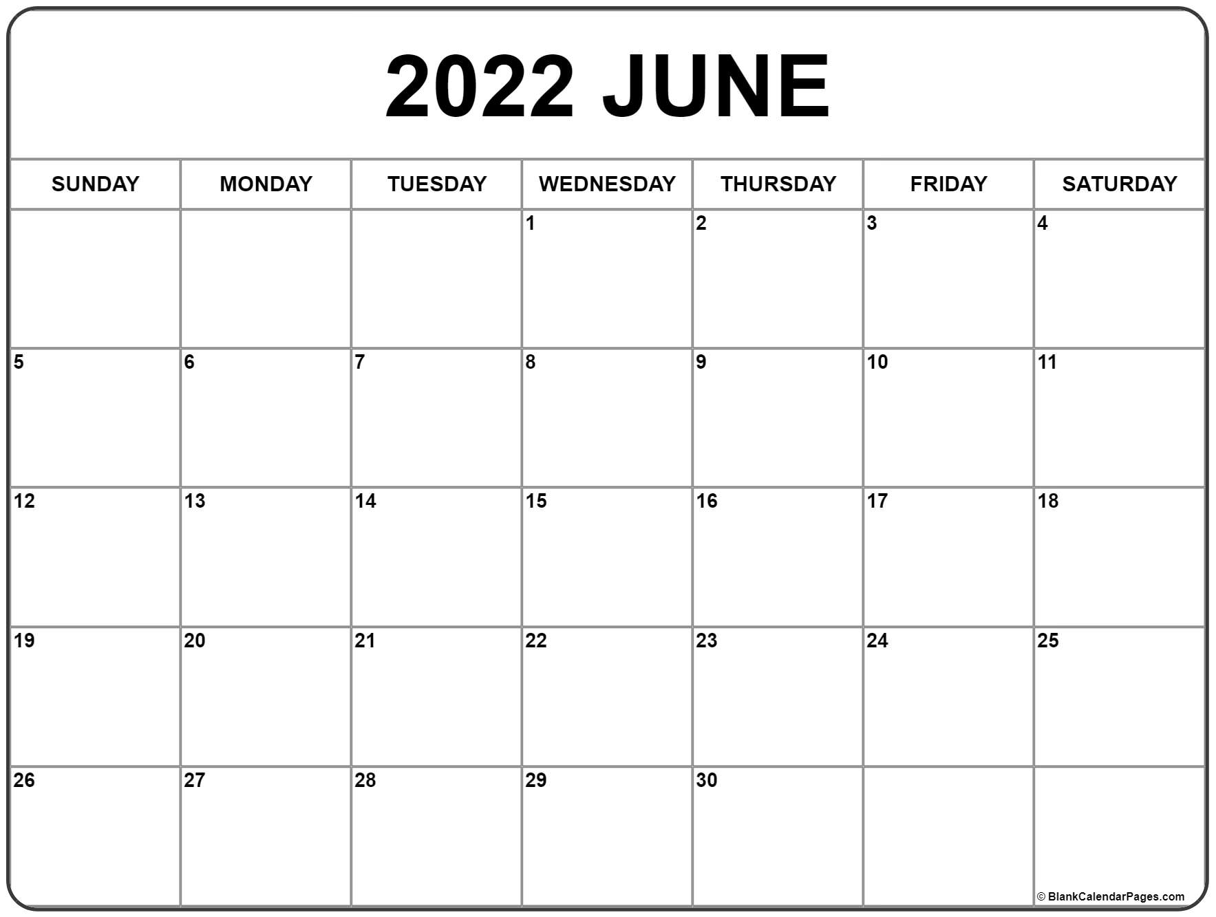 June 2022 Calendar | Free Printable Calendar Templates