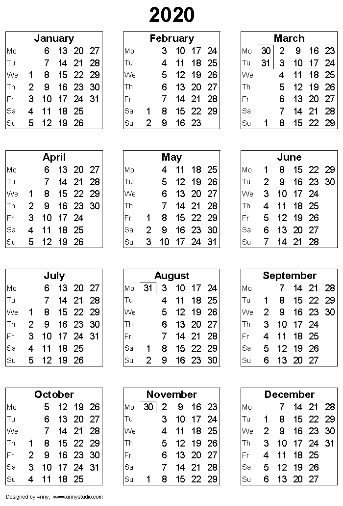 Kalender 2020 A4 | Kalender 2020