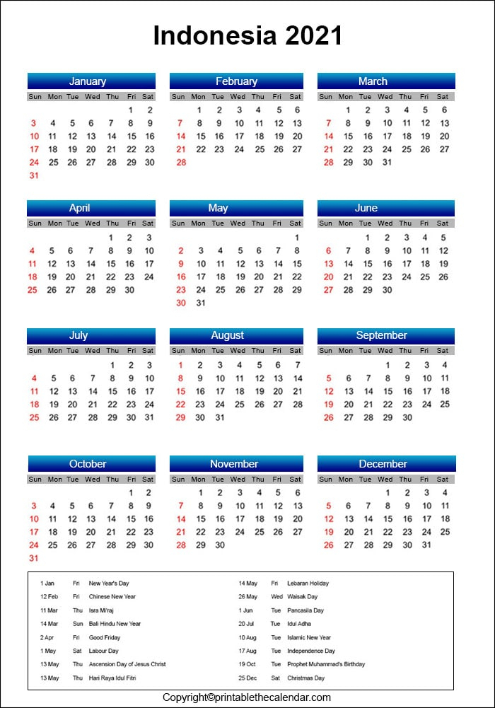 Kalender 2021 Indonesia English
