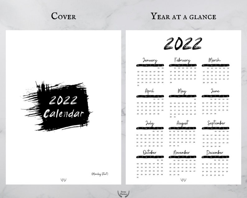 Large Wall Calendar 2022 Printable Calendar Poster 2022