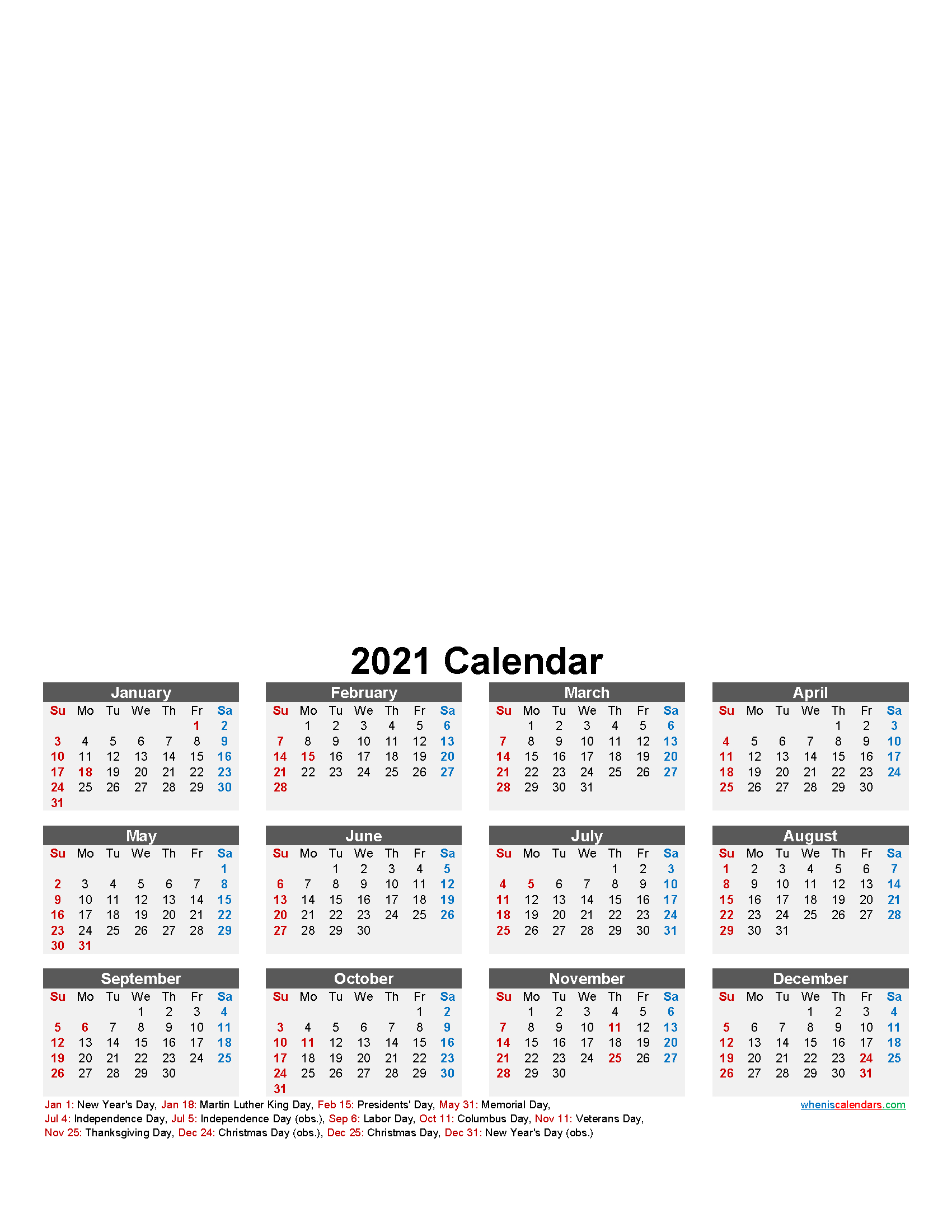 Make Your Own Photo Calendar 2021 - Template No.f21Y15