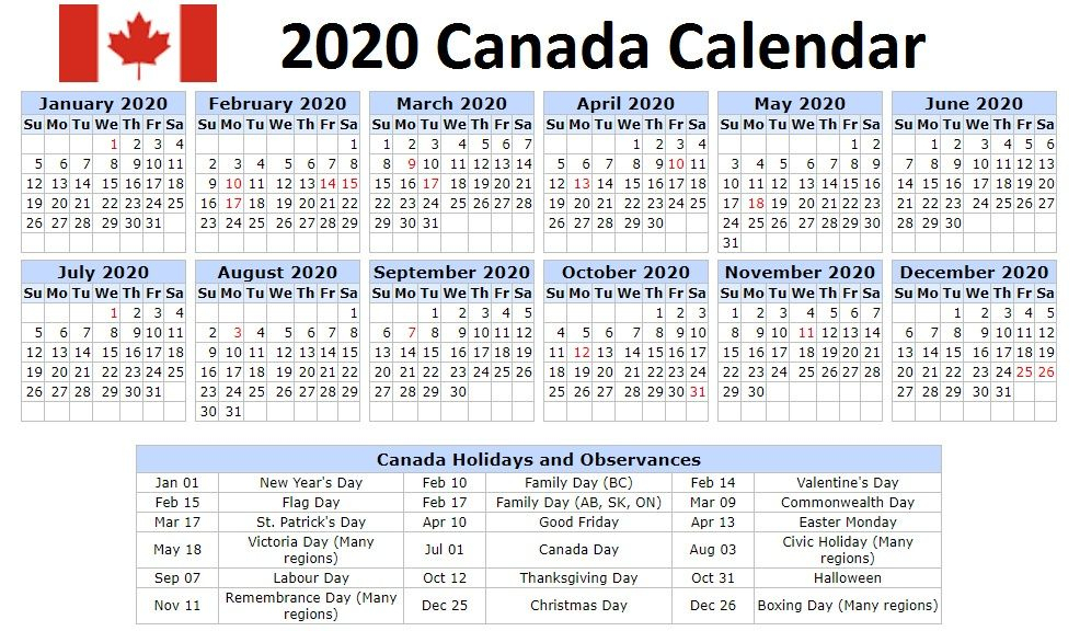 Mar 2021 Calendar Canada