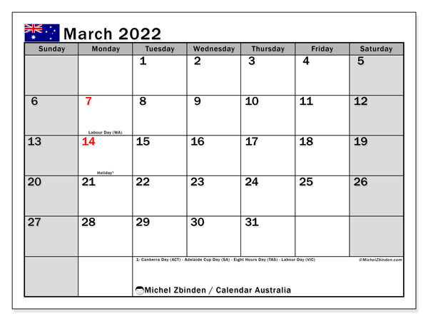 March 2022 Calendars &quot;Public Holidays&quot; - Michel Zbinden En