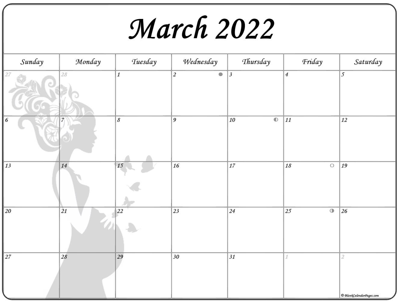 March 2022 Pregnancy Calendar | Fertility Calendar