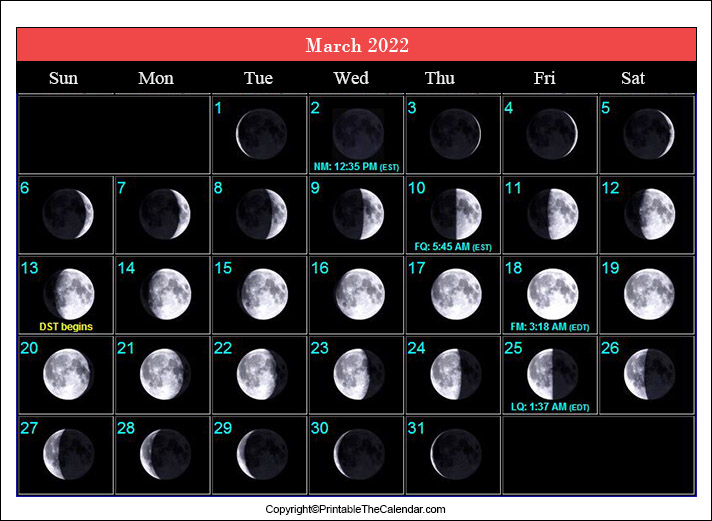 March Full Moon Schedule 2022 | Printable The Calendar