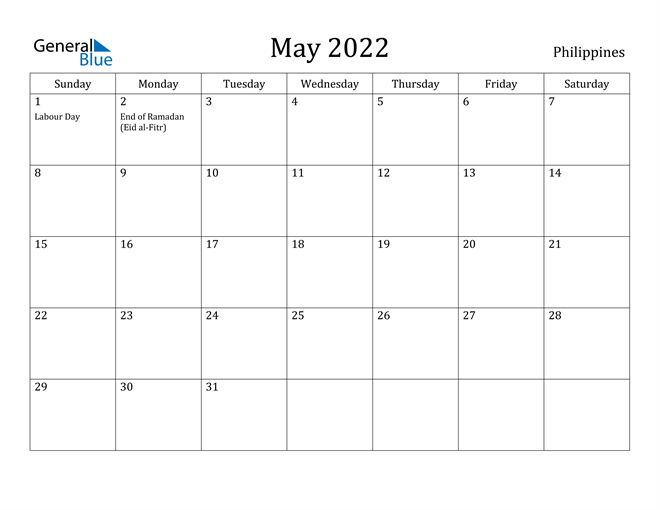May 2022 Calendar - Philippines
