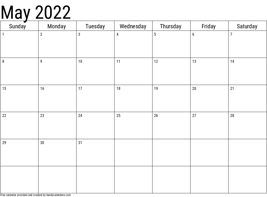 May 2022 Calendar Printable Pics | Printable Monthly Calendar