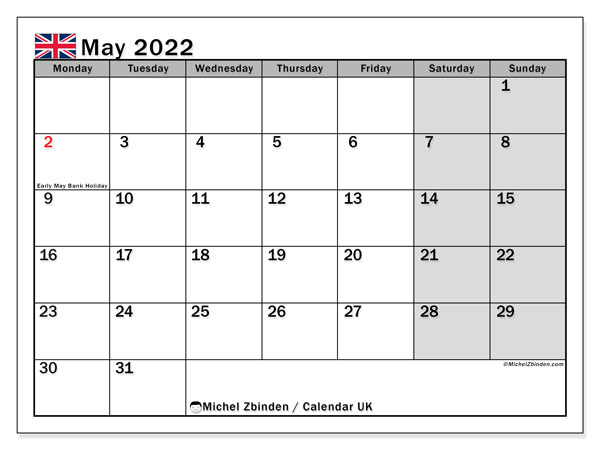 May 2022 Calendars &quot;Public Holidays&quot; - Michel Zbinden En