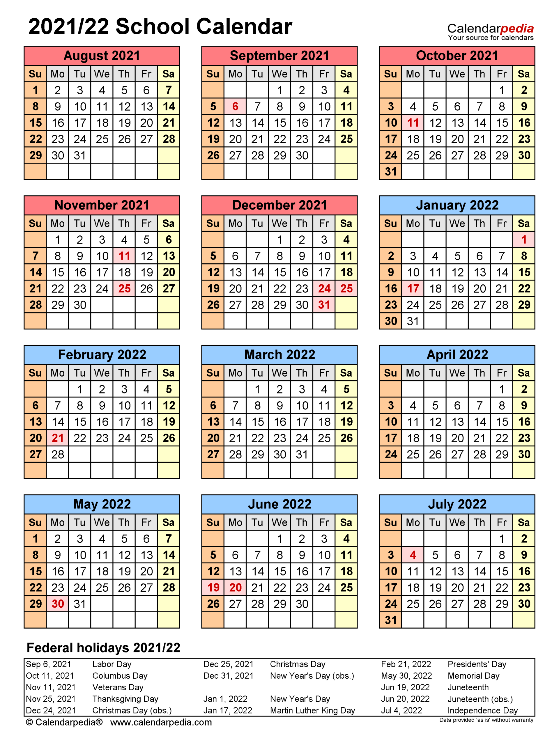 Mexico School Calendar 2021 2022 - Holiday Calendar