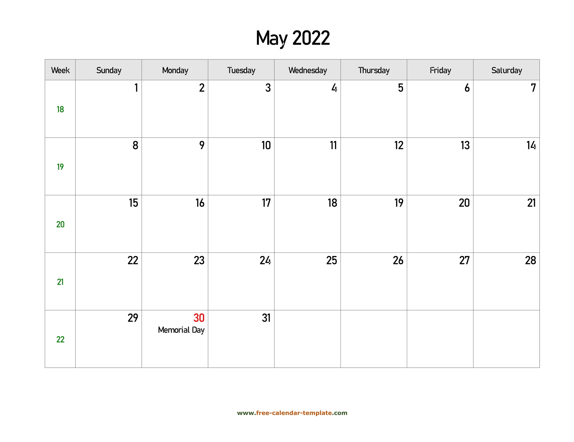 Microsoft Word Printable Calendar 2022 | Printable