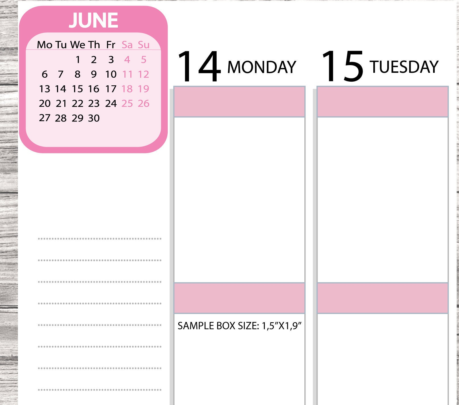 Mini Calendar-2022-Printable Planner Stickers/Cut Files